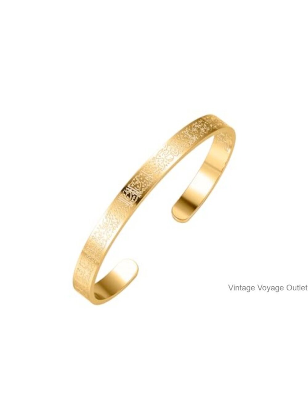 Ayatul Kursi Cuff Bracelet 18K Gold Plated Stainless Steel Islamic Bangle